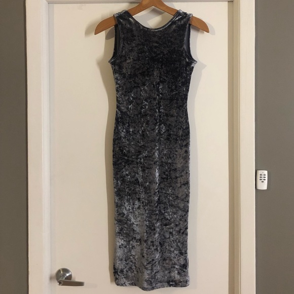 Won Hundred Slate Blue Crushed Velvet Midi Tank Dress - Picture 1 of 5